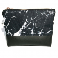 Kosmetiktasche Marmor schwarz/rosé