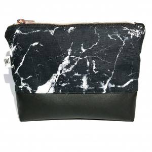 Kosmetiktasche Marmor schwarz/rosé