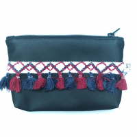 Kosmetiktasche Quasten Blau/Rot