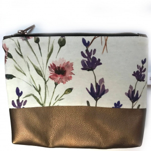 Kosmetiktasche Blumen/Braun
