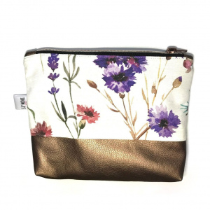 Kosmetiktasche Blumen/Braun