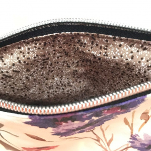 Kosmetiktasche Blumen/Braun